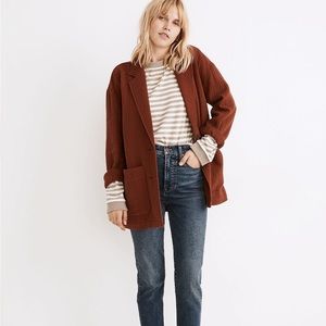 Madewell Diamond Jacquard Shaw Blazer Medium Mahogany Red
